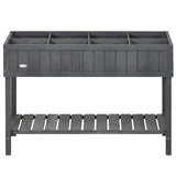Outsunny 43" x 18" x 30" Wooden Elevated Planter Bed with 8 Slots and Open Shelf, Gray
