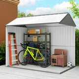 Outsunny 8' x 6' Metal Storage Shed, with Double Swing Doors, Air Vents, Window, White