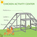 PawHut Chicken Chicken Activity Play Struture With Wood Stand, Ladder Platforms, for 10-15 Chickens