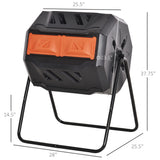 Outsunny Tumbling Compost Bin, Dual Chamber Rotating Composter, 43 Gallon, Orange