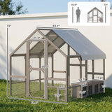 PawHut Large Wooden Chicken Coop for 8-10 Hens, with Walk-in Chicken Run, Waterproof Cover, Nesting Boxes and Perches, Light Brown