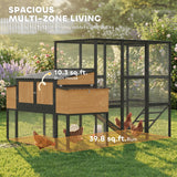 PawHut 105" Large Chicken Coop for 7-12 Hens with Wooden Hen House, Walk-in Run, 2 Nesting Boxes