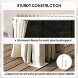 Outsunny 10' x 13' Outdoor Retractable Pergola with Sun Shade, Aluminum Louvered Top, Curtains, Netting, White