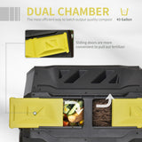 Outsunny Tumbling Compost Bin, Dual Chamber Rotating Composter, 43 Gallon, Yellow