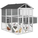 PawHut 77" Large Chicken Coop for 6-8 Chickens, with Wooden Hen House, Run, Nesting Boxes, Waterproof Roof