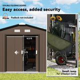 Outsunny 11' x 13' Metal Storage Shed with Double Sliding & Locking Doors, Air Vents, Brown