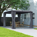 Outsunny 10' x 13' Outdoor Retractable Pergola with Sun Shade, Aluminum Louvered Top, Curtains, Netting, Dark Gray