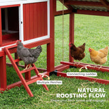 PawHut 187.3" Large Chicken Coop, Walk-in Wooden Hen House, Outdoor Poultry Cage with Run, Weatherproof Roof, Nesting Box, 10 - 15 Chickens