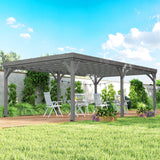 Outsunny 12' x 20' Wooden Pergola, Gray