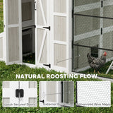 PawHut Large Chicken Coop With Walk-in Outdoor Chicken House with Run, Nesting Box, Waterproof Roof, Perches, 10 - 15 Chickens