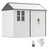 Outsunny 8' x 6' Metal Storage Shed, with Double Swing Doors, Air Vents, Window, White