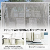 Outsunny 10' x 13' Outdoor Retractable Pergola with Sun Shade, Aluminum Louvered Top, Curtains, Netting, White