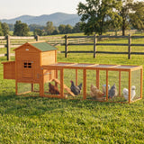 PawHut 118" Large Wooden Chicken Coop for 3-6 Chickens with Asphalt Roof, with Henhouse, Run, Slide-Out Tray and Nesting Box, Natural