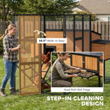 PawHut 105" Large Chicken Coop for 7-12 Hens with Wooden Hen House, Walk-in Run, 2 Nesting Boxes