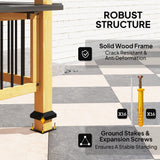 Outsunny 13' x 6' Wooden BBQ Grill Gazebo, Outdoor Hardtop Metal Roof, 2 Bar Shelves and 6 Hooks, Natural Wood