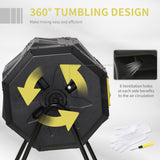 Outsunny Tumbling Compost Bin, Dual Chamber Rotating Composter, 43 Gallon, Yellow