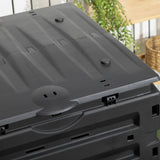 Outsunny Garden Compost Bin, 120 Gallon (450L) Garden Composter, BPA Free, with 80 Vents and 2 Sliding Doors, Black