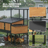 PawHut 105" Large Chicken Coop for 7-12 Hens with Wooden Hen House, Walk-in Run, 2 Nesting Boxes