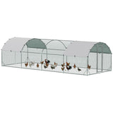 PawHut Large Metal Chicken Coop with Waterproof and Anti-UV Cover, 9.2' x 24.9' x 6.5'