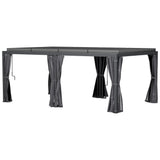 Outsunny 12' x 19' Aluminum Pergola with Adjustable Louvered Roof, Curtains and Netting, Dark Gray