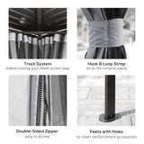 Outsunny 10' x 12' Aluminum Frame Gazebo with Hardtop Metal Double Roof, Curtains and Netting, and Ceiling Hooks, Gray