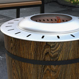 Outsunny Wood-Burning Smokeless Fire Pit, Magnesium Oxide Shell, Portable with Mat, Brown