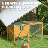 PawHut 10' x 33' x 6.5' Steel Frame Chicken Run with Waterproof and Anti-UV Cover, Lockable Door