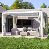 Outsunny 10' x 13' Outdoor Retractable Pergola with Sun Shade, Aluminum Louvered Top, Curtains, Netting, White