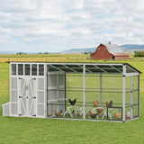 PawHut Large Chicken Coop With Walk-in Outdoor Chicken House with Run, Nesting Box, Waterproof Roof, Perches, 10 - 15 Chickens