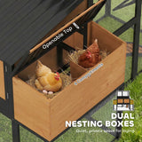 PawHut 105" Large Chicken Coop for 7-12 Hens with Wooden Hen House, Walk-in Run, 2 Nesting Boxes