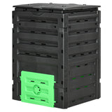 Outsunny Garden Compost Bin, 120 Gallon (450L) Garden Composter, BPA Free, with 80 Vents and 2 Sliding Doors, Black