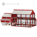 PawHut 187.3" Large Chicken Coop, Walk-in Wooden Hen House, Outdoor Poultry Cage with Run, Weatherproof Roof, Nesting Box, 10 - 15 Chickens