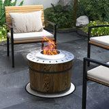 Outsunny Wood-Burning Smokeless Fire Pit, Magnesium Oxide Shell, Portable with Mat, Brown
