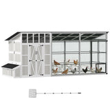 PawHut Large Chicken Coop With Walk-in Outdoor Chicken House with Run, Nesting Box, Waterproof Roof, Perches, 10 - 15 Chickens