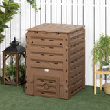 Outsunny Garden Compost Bin, 120 Gallon (450L) Garden Composter, BPA Free, with 80 Vents and 2 Sliding Doors, Brown