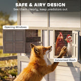 PawHut 147" Extra Large Wooden Chicken Coop for 8–10 Hens, with Run, Predator-Proof Mesh, Gray