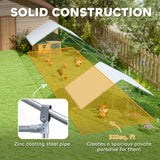 PawHut 10' x 33' x 6.5' Steel Frame Chicken Run with Waterproof and Anti-UV Cover, Lockable Door