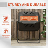 Outsunny Tumbling Compost Bin, Dual Chamber Rotating Composter, 43 Gallon, Orange