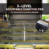 Outsunny Charcoal BBQ Grill with 245 sq. in. Cooking Area, Adjustable Charcoal Pan, 3 Shelves, Thermometer, Black