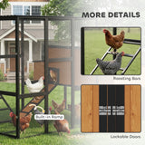 PawHut 105" Large Chicken Coop for 7-12 Hens with Wooden Hen House, Walk-in Run, 2 Nesting Boxes