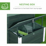 PawHut 84" Wooden Chicken Coop for 2-3 Chickens with Run, Nesting Box, Asphalt Roof, Removable Tray, Ramp, Green