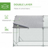 PawHut Large Metal Chicken Coop with Waterproof and Anti-UV Cover, 9.2' x 24.9' x 6.5'