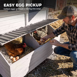 PawHut 147" Extra Large Wooden Chicken Coop for 8–10 Hens, with Run, Predator-Proof Mesh, Gray