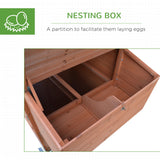 PawHut 96.5" Portable Chicken Coop for 2 - 4 Chickens, With Henhouse, Run, Nesting Box, Wheels, Natural