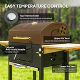 Outsunny Charcoal BBQ Grill with 245 sq. in. Cooking Area, Adjustable Charcoal Pan, 3 Shelves, Thermometer, Black