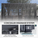 Outsunny 10' x 13' Outdoor Retractable Pergola with Sun Shade, Aluminum Louvered Top, Curtains, Netting, Dark Gray