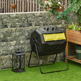 Outsunny Tumbling Compost Bin, Dual Chamber Rotating Composter, 43 Gallon, Yellow