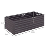 Outsunny 6' x 3' x 2' Galvanized Metal Raised Garden Bed Reinforced Rods, Dark Gray