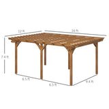 Outsunny 12' x 16' Wood Frame Pergola, Natural