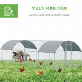 PawHut Large Metal Chicken Coop with Waterproof and Anti-UV Cover, 9.2' x 24.9' x 6.5'